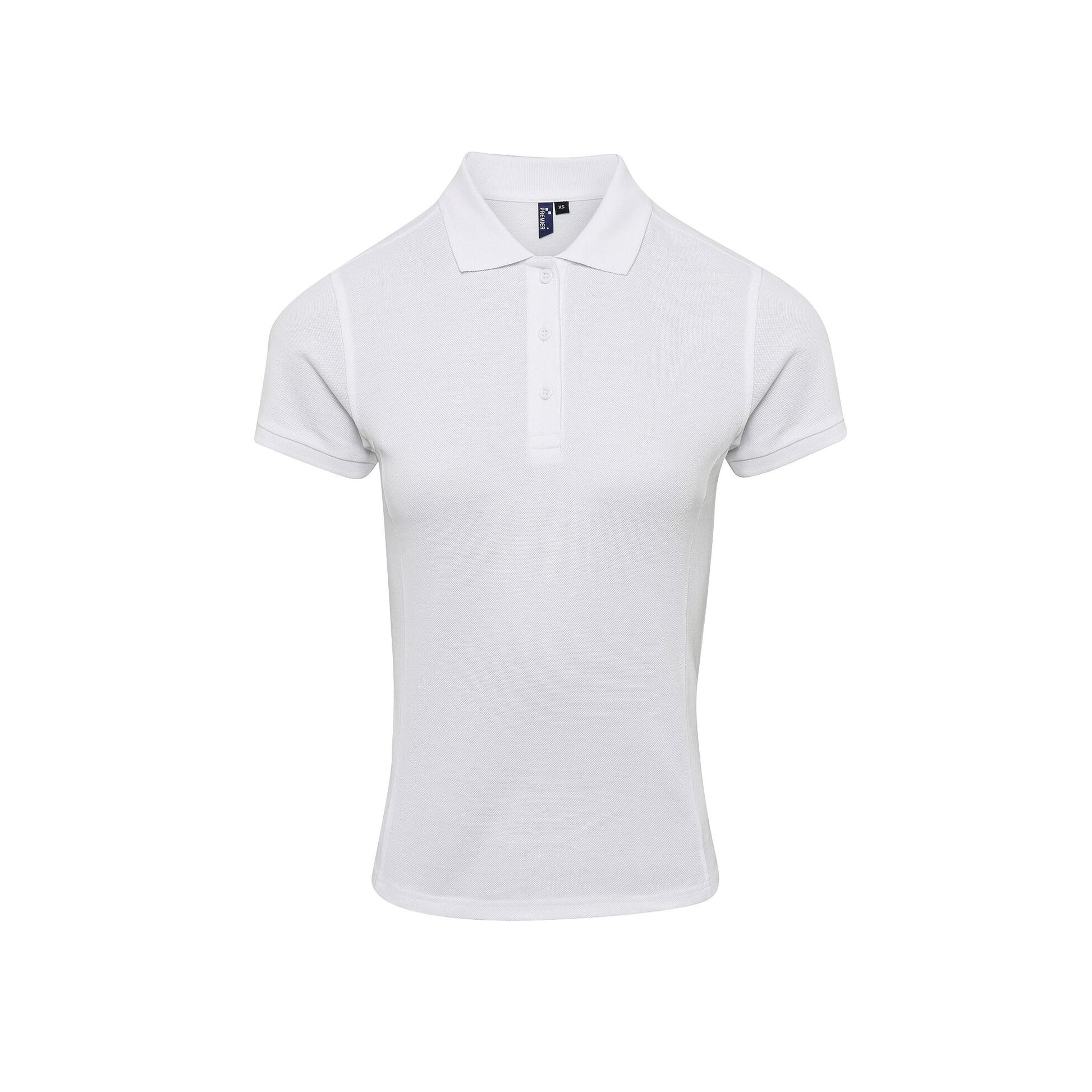White - Front - Premier Womens-Ladies Coolchecker Plus Piqu Polo With CoolPlus