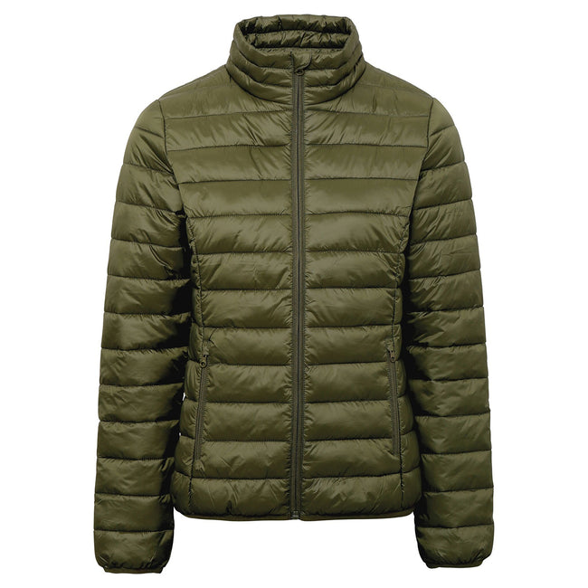 Olive - Front - 2786 Womens-Ladies Terrain Long Sleeves Padded Jacket