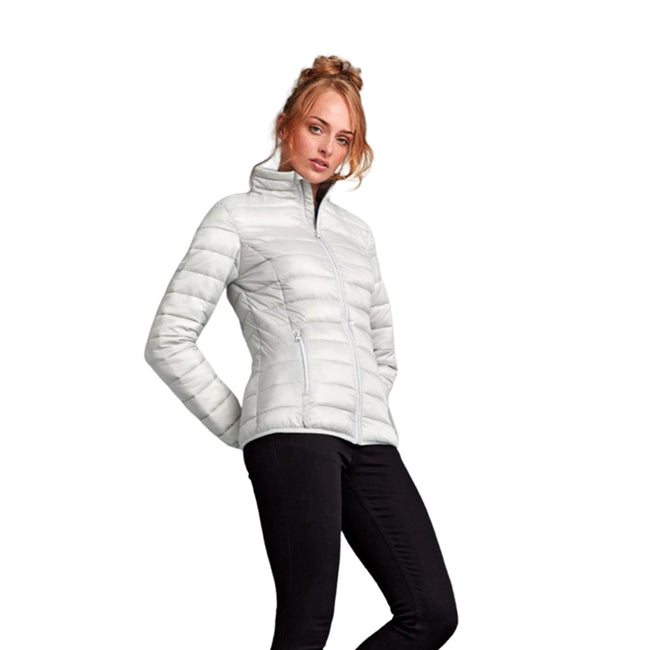 Silver - Back - 2786 Womens-Ladies Terrain Long Sleeves Padded Jacket