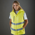 Yellow - Back - Yoko Unisex Adults Hi Vis Kensington Hooded Gilet