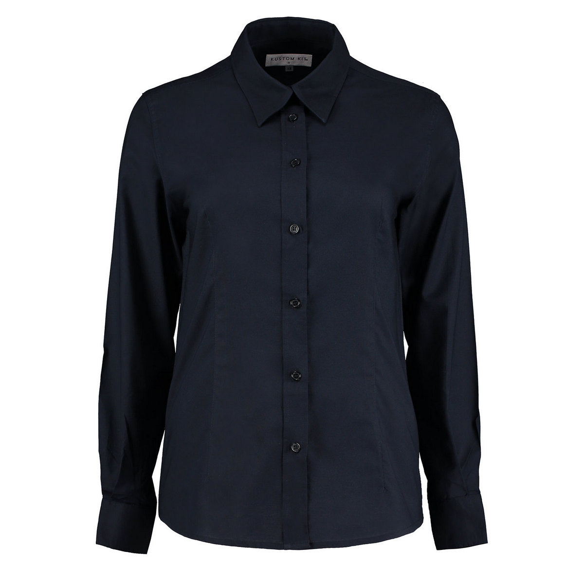 French Navy - Front - Kustom Kit Womens-Ladies Workplace Long Sleeve Oxford Blouse