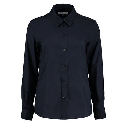 French Navy - Front - Kustom Kit Womens-Ladies Workplace Long Sleeve Oxford Blouse