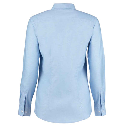 Light Blue - Back - Kustom Kit Womens-Ladies Workplace Long Sleeve Oxford Blouse