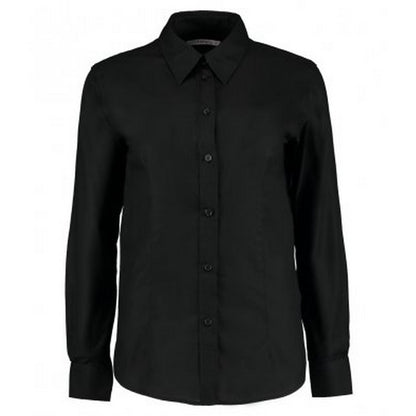 Black - Front - Kustom Kit Womens-Ladies Workplace Long Sleeve Oxford Blouse