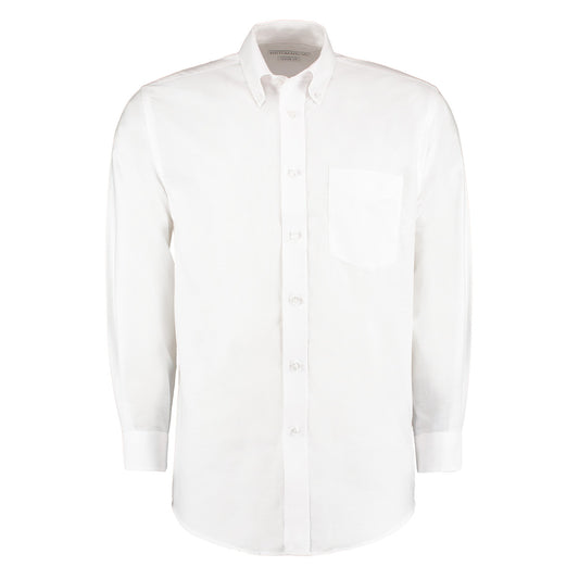 White - Front - Kustom Kit Mens Workplace Long Sleeve Oxford Shirt