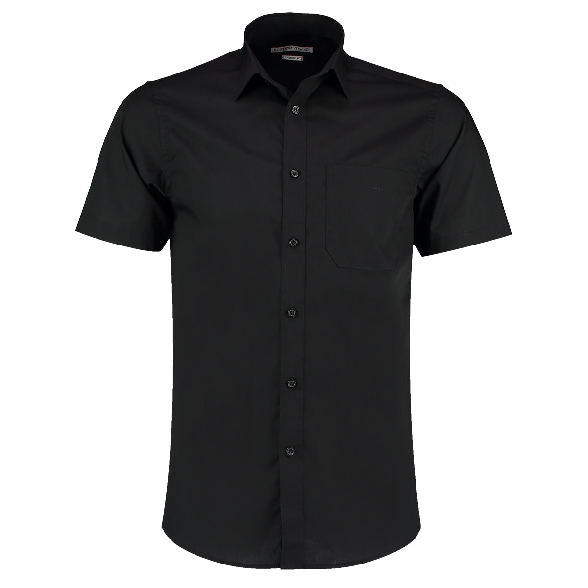 Black - Front - Kustom Kit Mens Poplin Short Sleeve Shirt