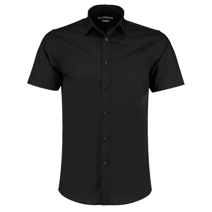 Black - Front - Kustom Kit Mens Poplin Short Sleeve Shirt