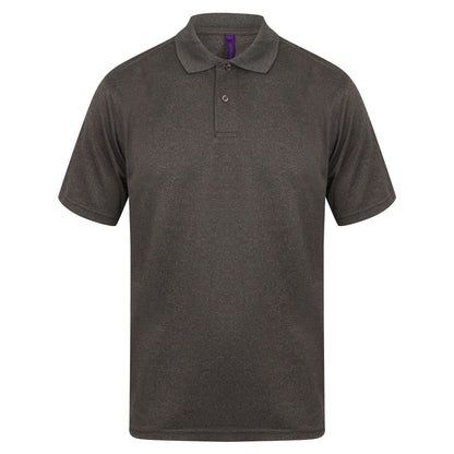 Heather Charcoal - Front - Henbury Mens Coolplus® Pique Polo Shirt