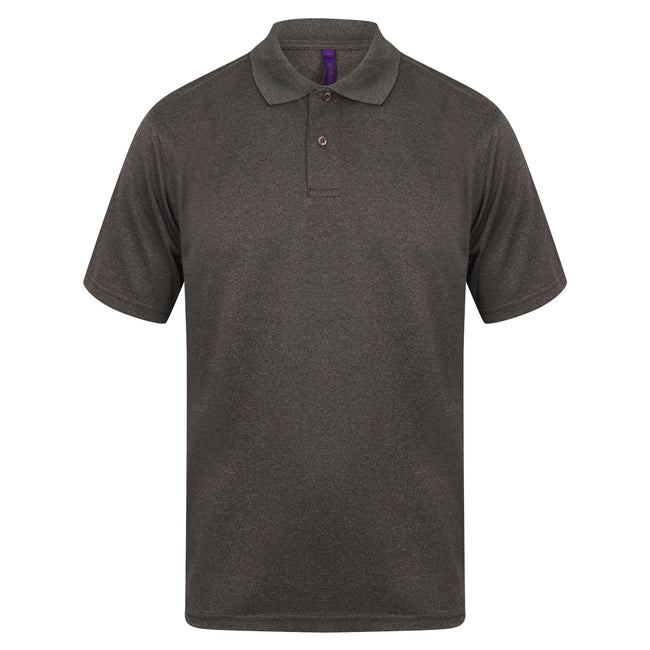 Heather Charcoal - Front - Henbury Mens Coolplus® Pique Polo Shirt
