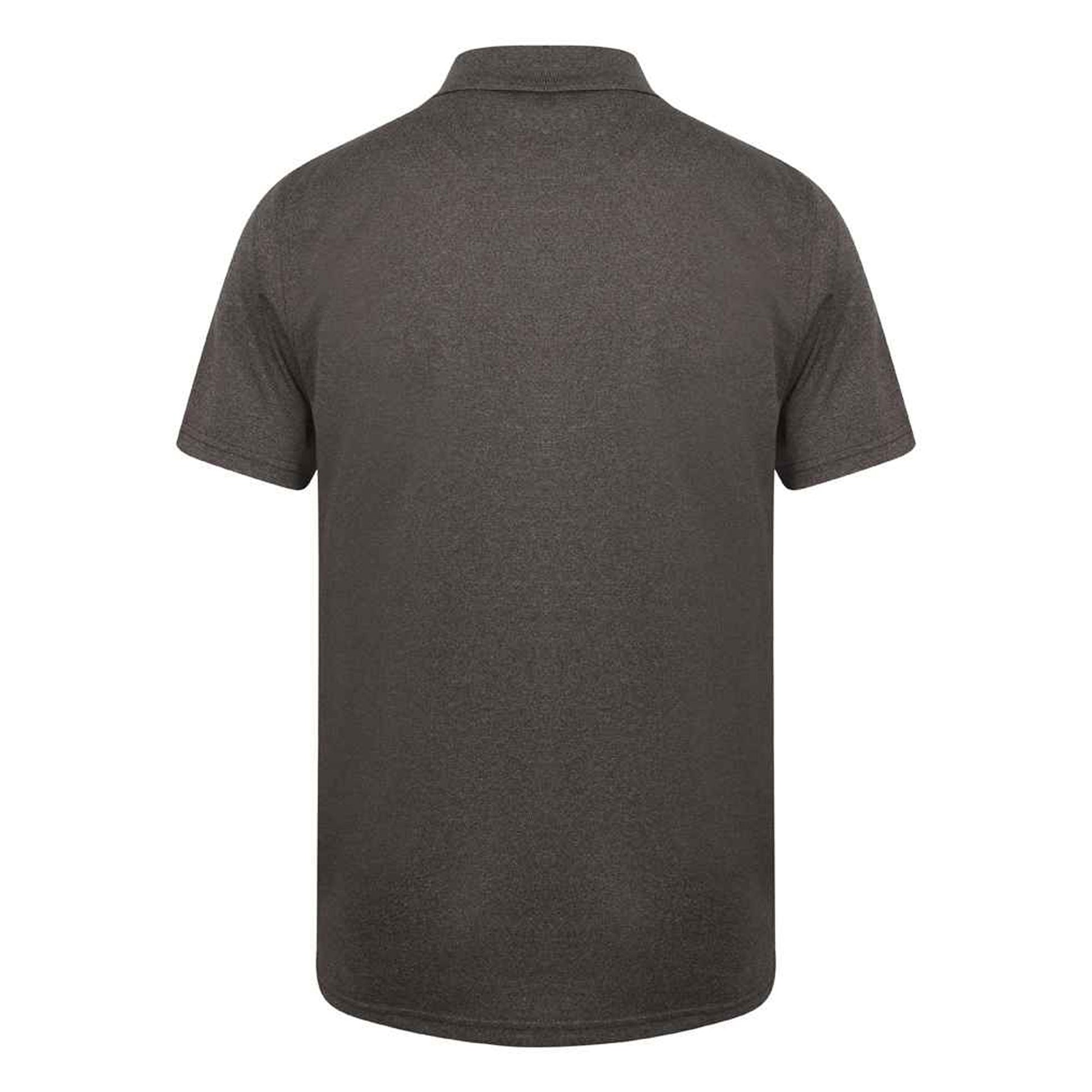 Heather Charcoal - Back - Henbury Mens Coolplus® Pique Polo Shirt