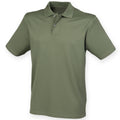 Olive - Front - Henbury Mens Coolplus® Pique Polo Shirt