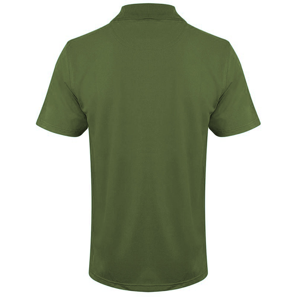 Olive - Back - Henbury Mens Coolplus® Pique Polo Shirt