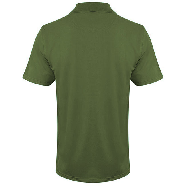 Olive - Back - Henbury Mens Coolplus® Pique Polo Shirt