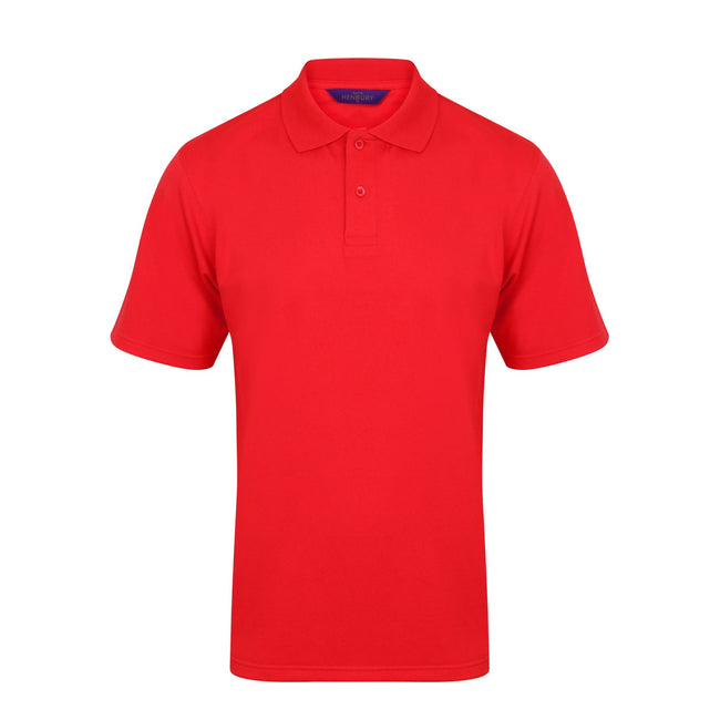Red - Front - Henbury Mens Coolplus® Pique Polo Shirt