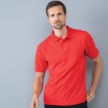 Red - Back - Henbury Mens Coolplus® Pique Polo Shirt