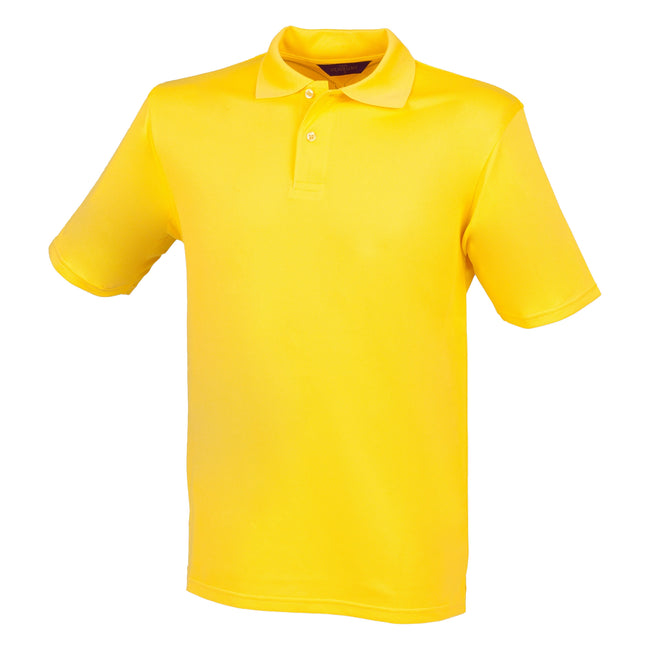 Yellow - Front - Henbury Mens Coolplus® Pique Polo Shirt