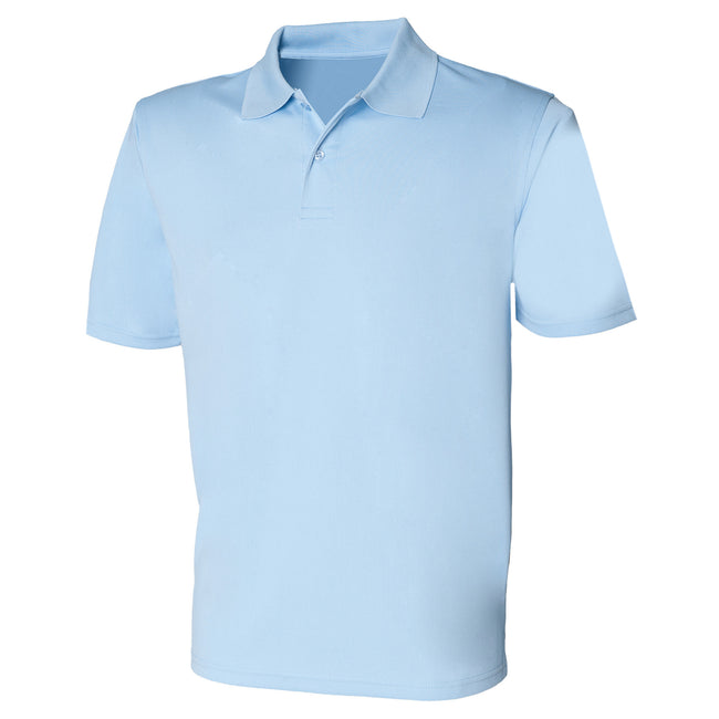 Light Blue - Front - Henbury Mens Coolplus® Pique Polo Shirt