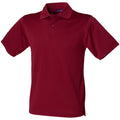 Burgundy - Front - Henbury Mens Coolplus® Pique Polo Shirt