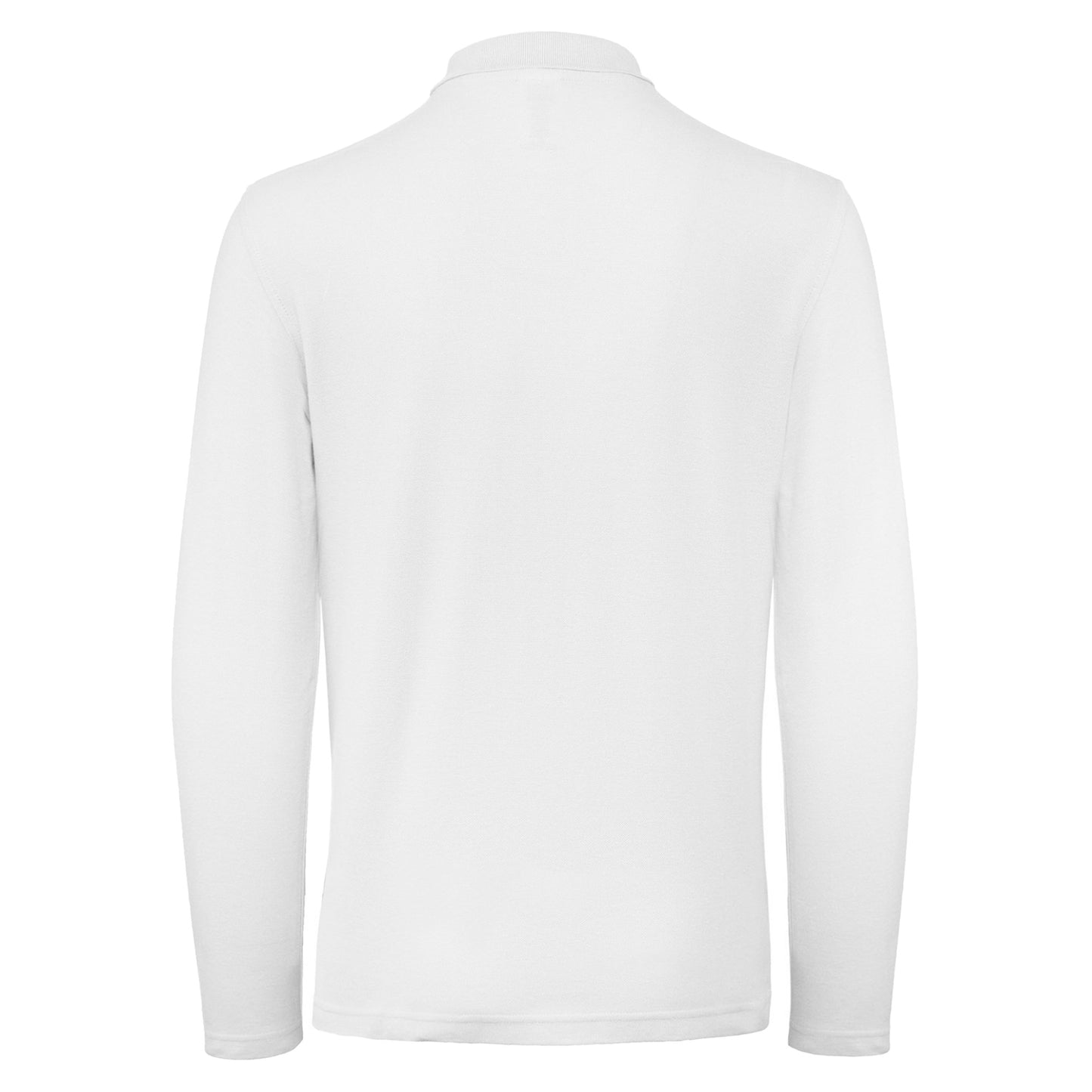 White - Back - B&C Collection Mens Long Sleeve Polo Shirt