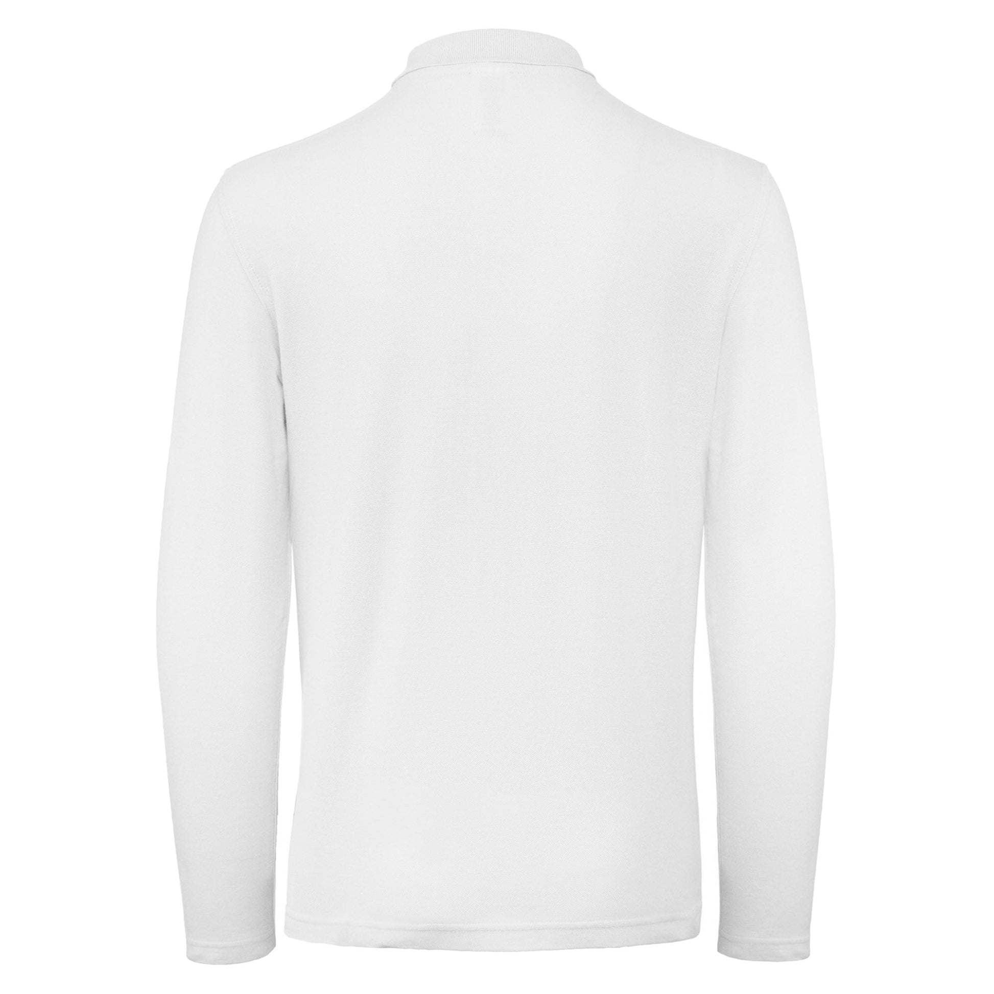 White - Back - B&C Collection Mens Long Sleeve Polo Shirt