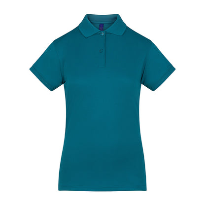 Teal - Front - Henbury Womens-Ladies Coolplus® Fitted Polo Shirt