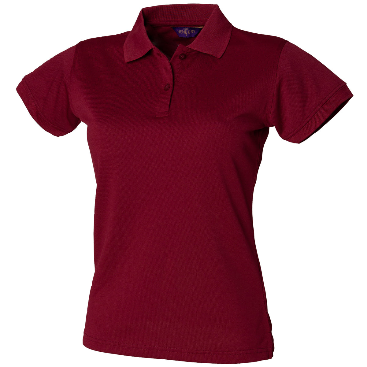 Burgundy - Front - Henbury Womens-Ladies Coolplus® Fitted Polo Shirt