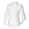 White - Front - Henbury Womens-Ladies Long Sleeved Classic Oxford Work Shirt
