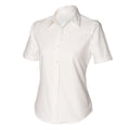 White - Front - Henbury Womens-Ladies Short Sleeve Classic Oxford Work Shirt