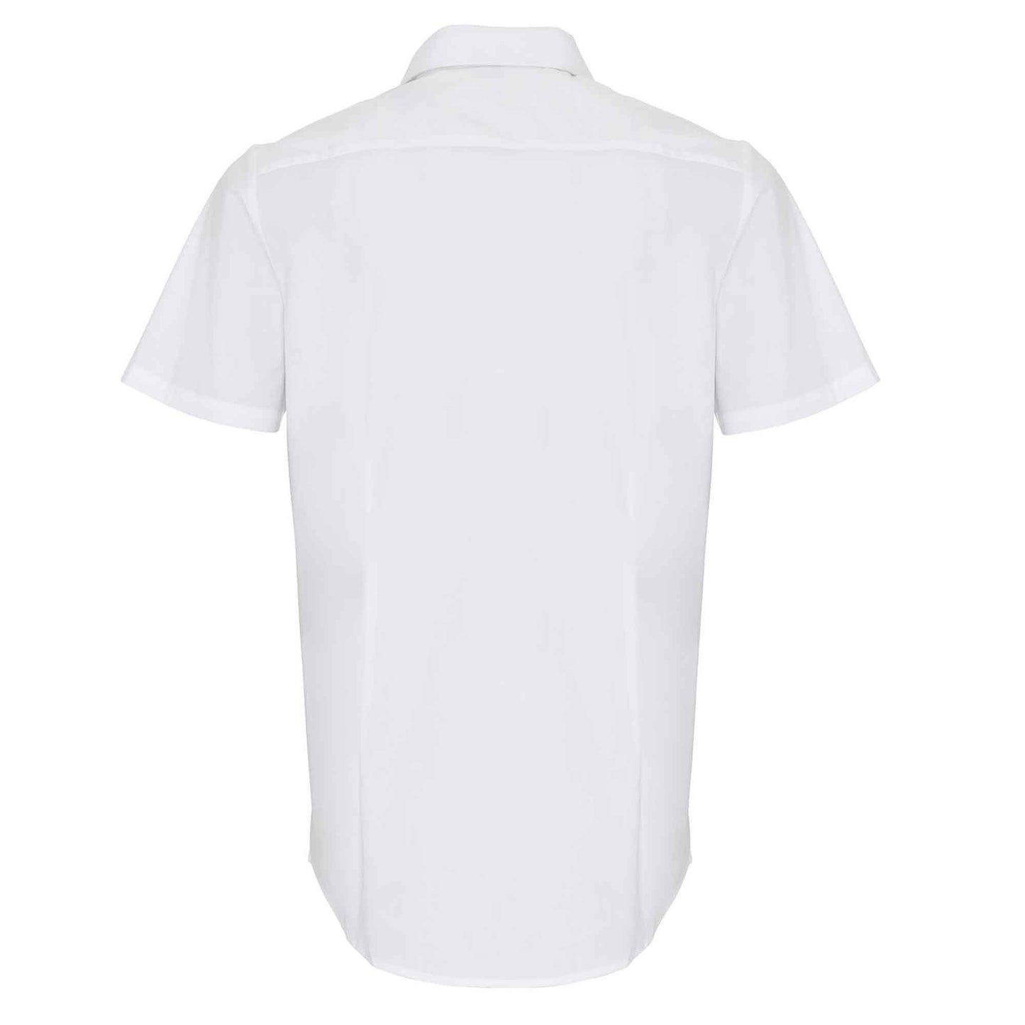 White - Back - Henbury Womens-Ladies Short Sleeve Classic Oxford Work Shirt