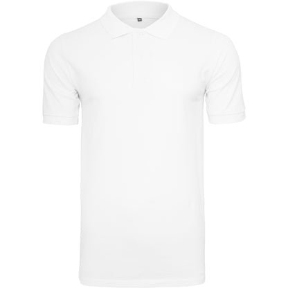 White - Front - Build Your Brand Mens Pique Fitted Polo Shirt