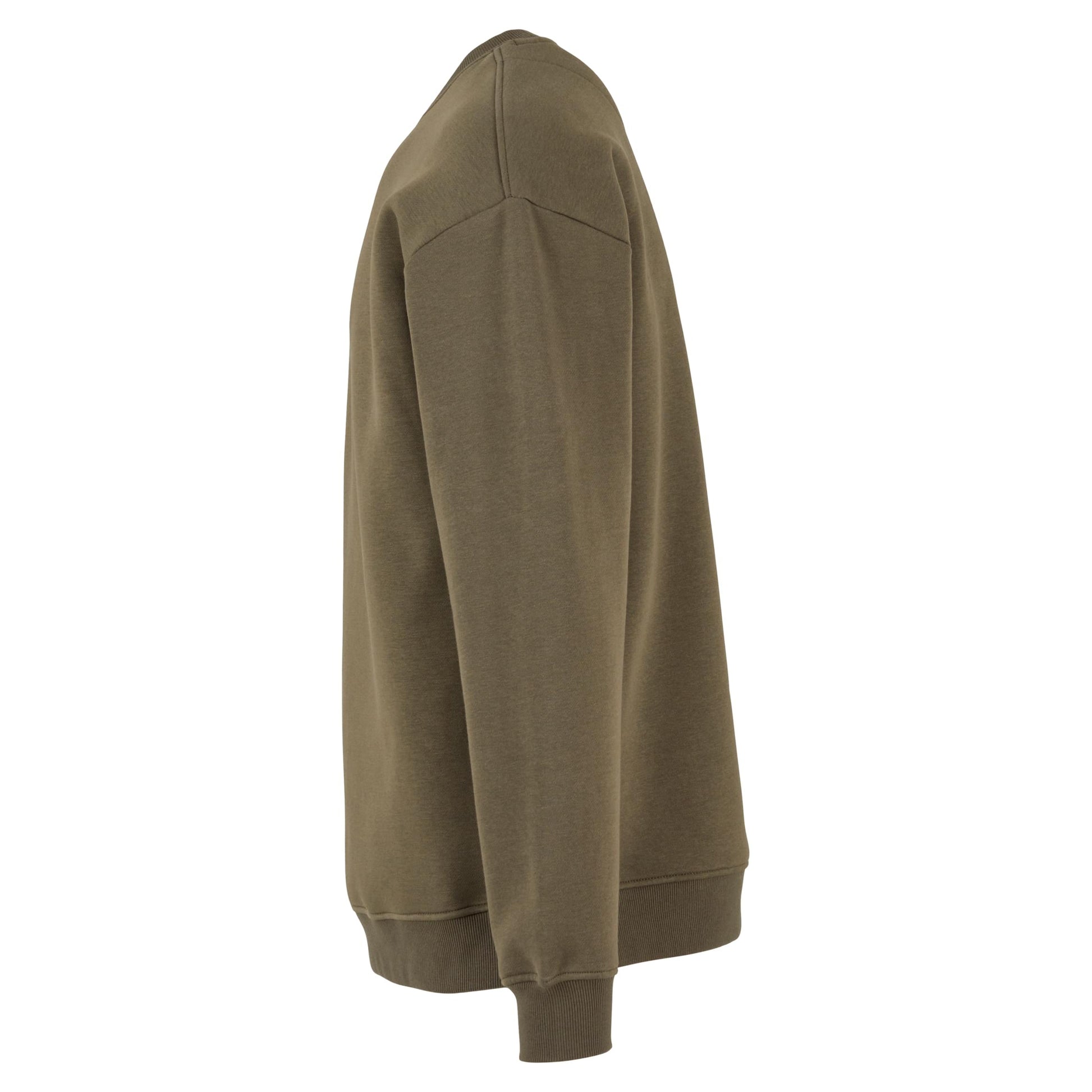 Olive - Side - Build Your Brand Mens Crew Neck Plain Sweatshirt