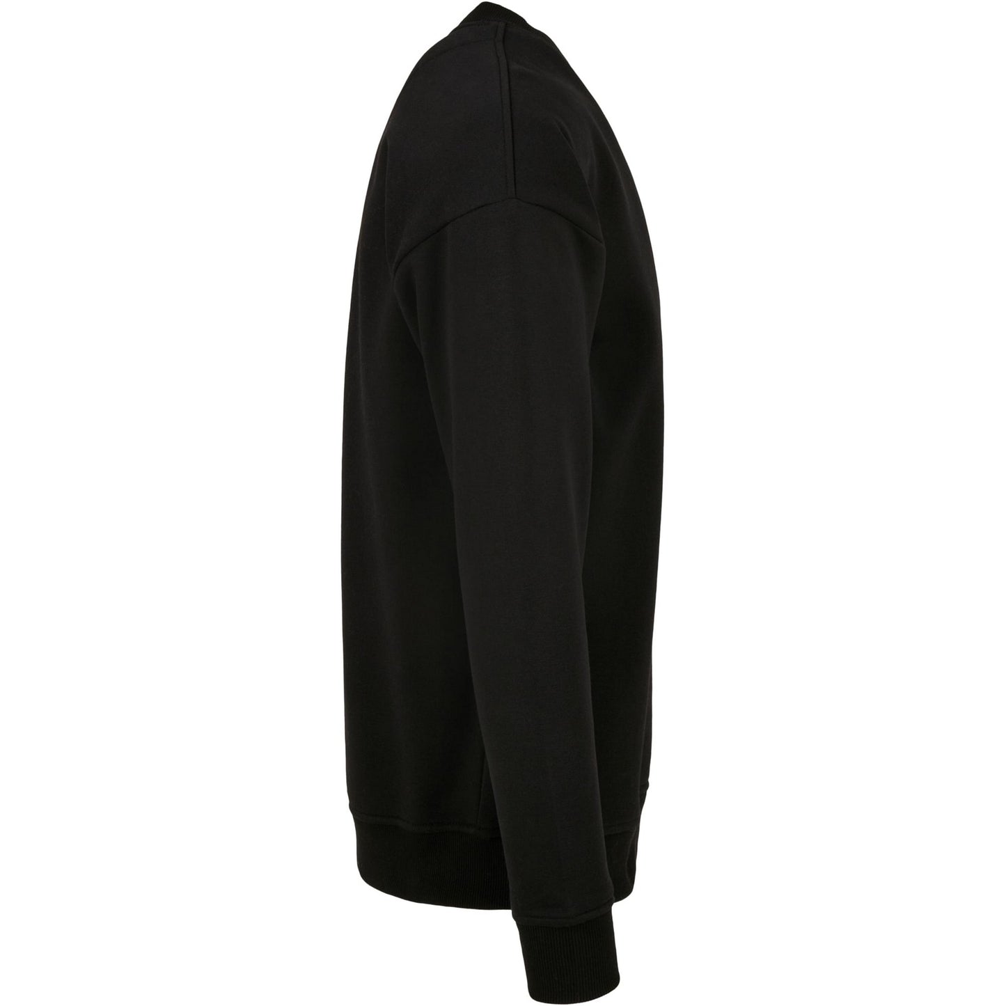 Black - Side - Build Your Brand Mens Crew Neck Plain Sweatshirt