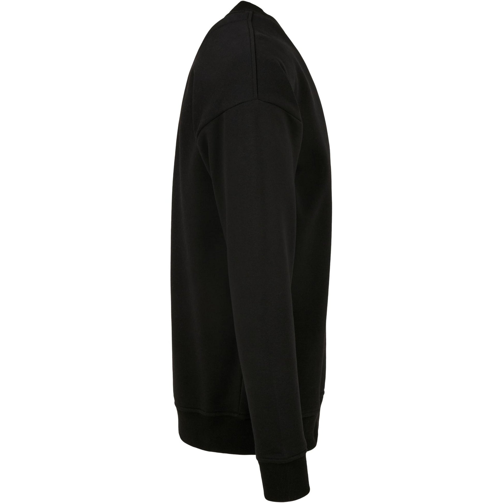 Black - Side - Build Your Brand Mens Crew Neck Plain Sweatshirt