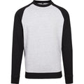 Heather Grey-Black - Front - Build Your Brand Mens Raglan Crew Neck Top