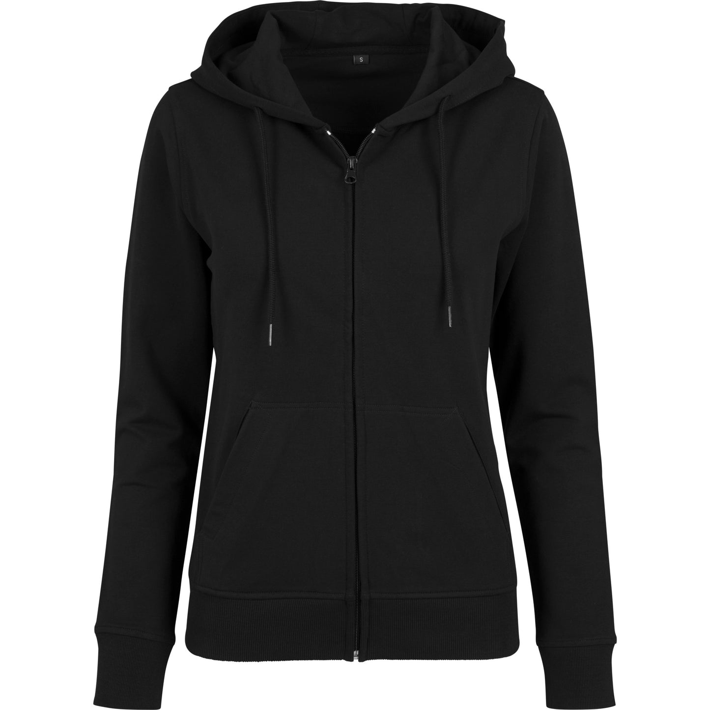 Black - Front - Build Your Brand Womens-Ladies Terry Zip Hoodie