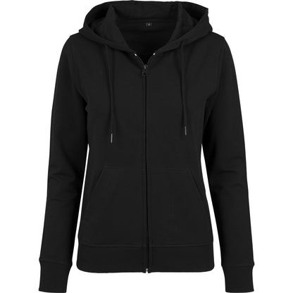 Black - Front - Build Your Brand Womens-Ladies Terry Zip Hoodie