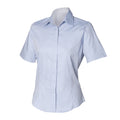 Light Blue - Front - Henbury Womens-Ladies Short Sleeve Oxford Fitted Work Shirt
