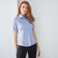 Light Blue - Back - Henbury Womens-Ladies Short Sleeve Oxford Fitted Work Shirt