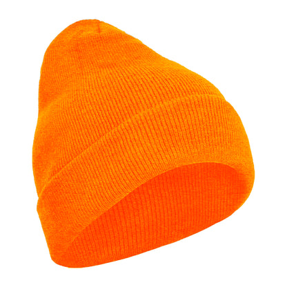 Orange - Back - Build Your Brand Adults Unisex Heavy knit Beanie
