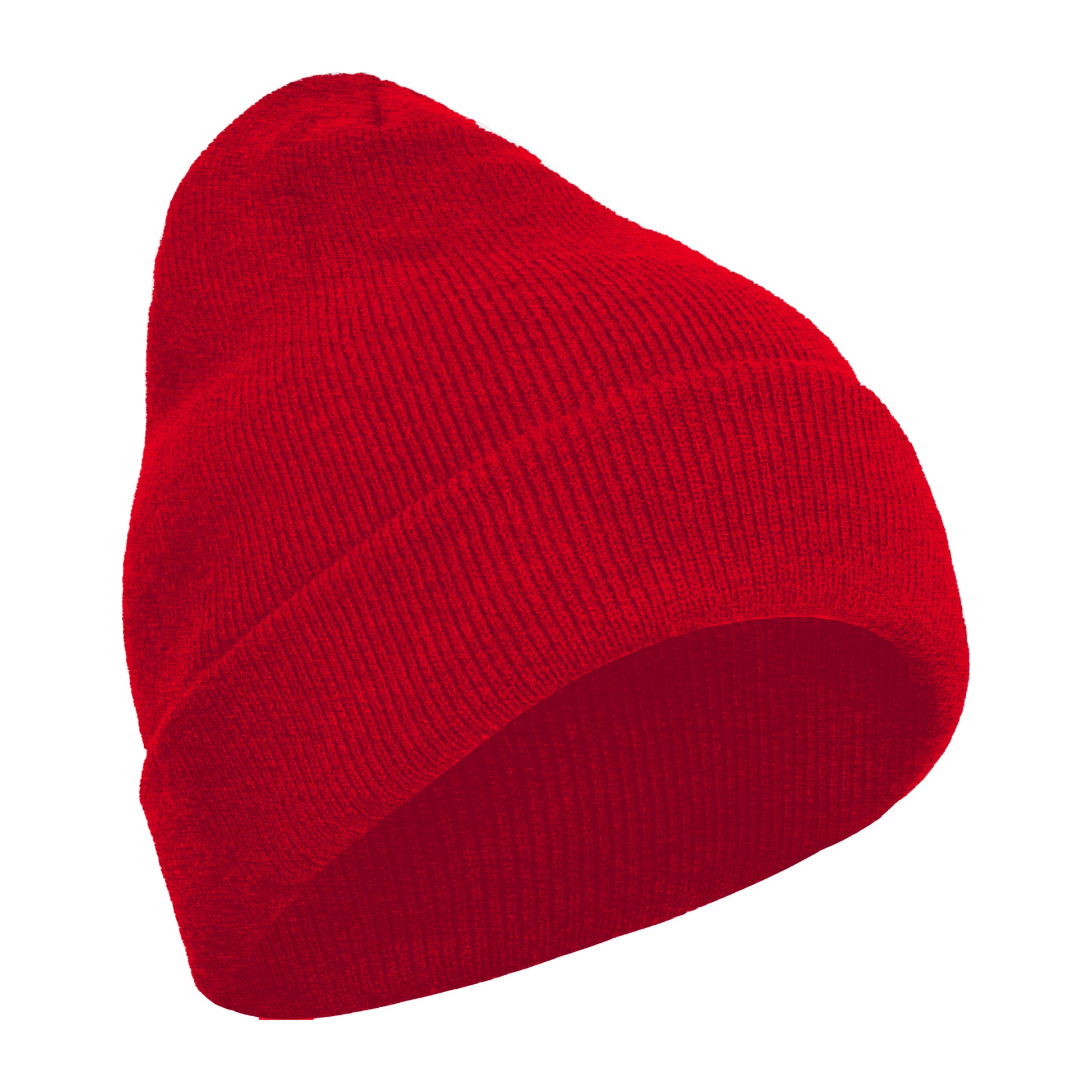Red - Back - Build Your Brand Adults Unisex Heavy knit Beanie