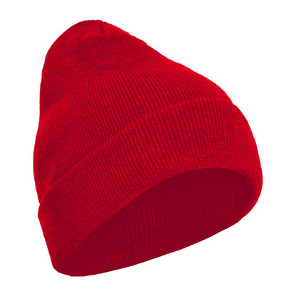 Red - Back - Build Your Brand Adults Unisex Heavy knit Beanie