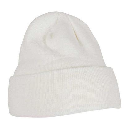 White - Back - Build Your Brand Adults Unisex Heavy knit Beanie