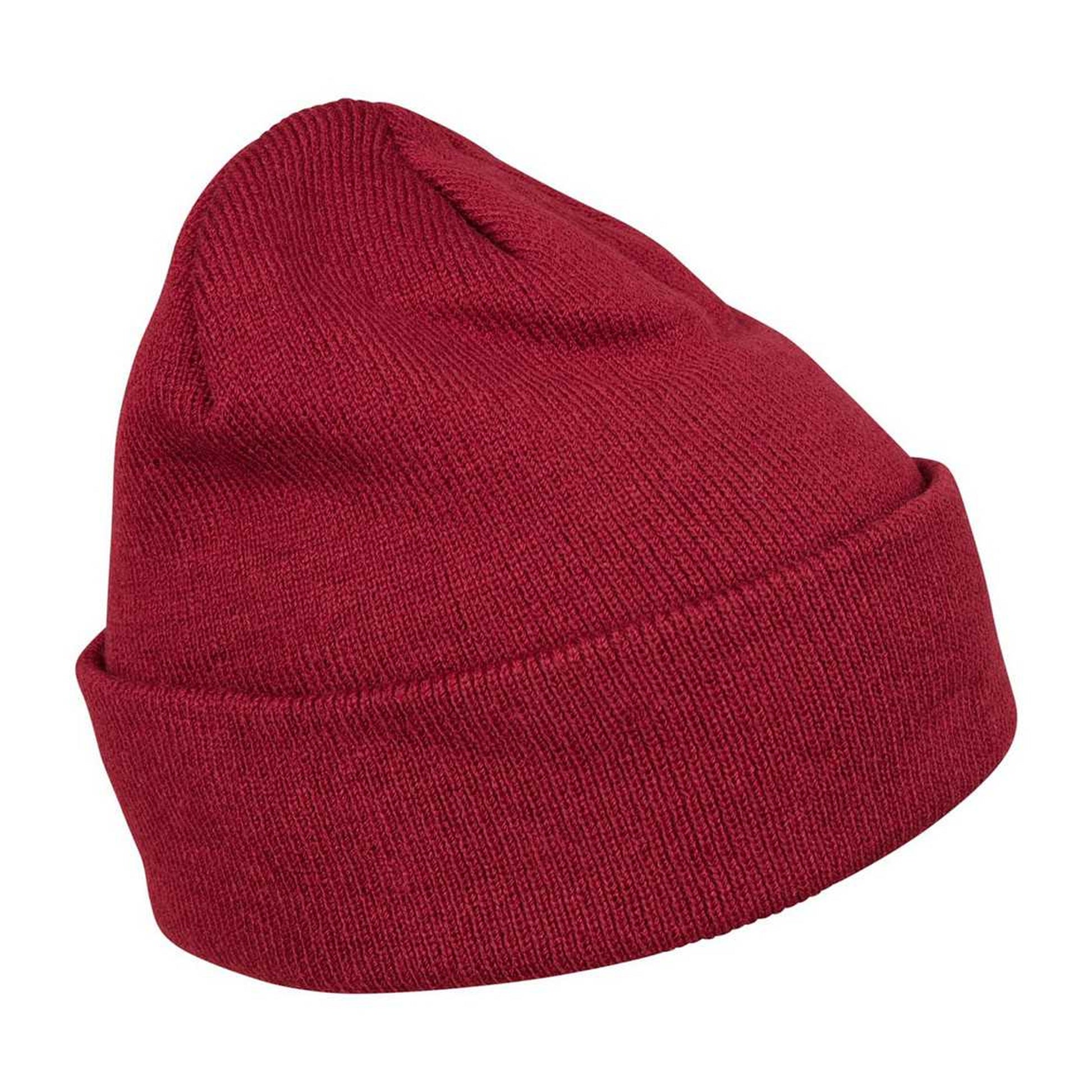 Burgundy - Back - Build Your Brand Adults Unisex Heavy knit Beanie