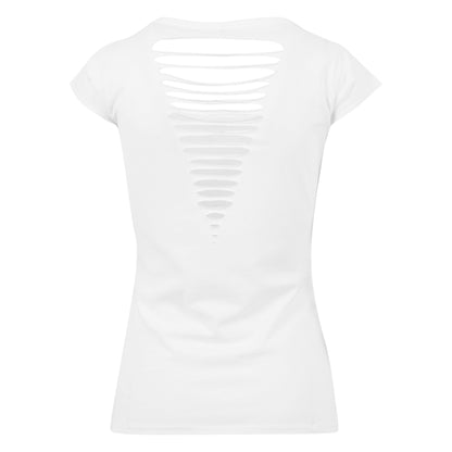 White - Back - Build Your Brand Womens-Ladies Back Cut Tee