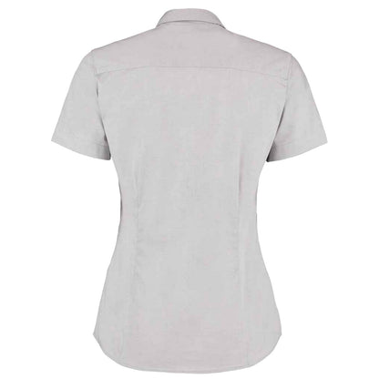 Silver Grey - Back - Kustom Kit Womens-Ladies Corporate Oxford Short Sleeved Blouse