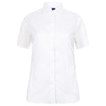 White - Front - Henbury Womens-Ladies Short Sleeve Stretch Shirt