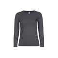 Dark Grey - Front - B&C Womens-Ladies #E150 Long Sleeve T-Shirt