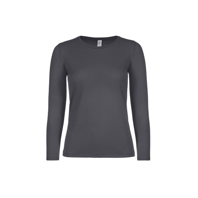 Dark Grey - Front - B&C Womens-Ladies #E150 Long Sleeve T-Shirt