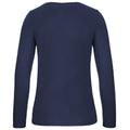 Navy - Back - B&C Womens-Ladies #E150 Long Sleeve T-Shirt