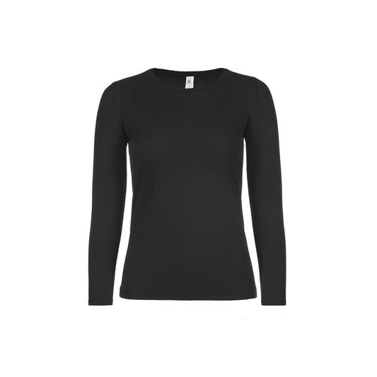 Black - Front - B&C Womens-Ladies #E150 Long Sleeve T-Shirt